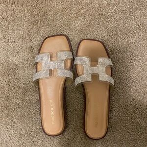 Madden Girl Beige and Silver Embellished Sandals